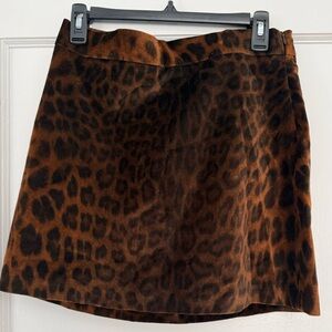Zara leopard print velvet mini skirt L